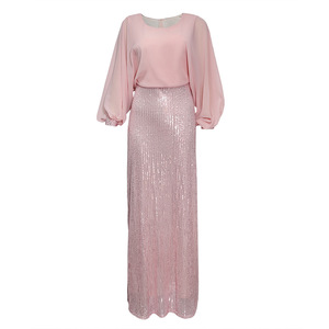 Robes Maxi de Luxe Africaines pour Femmes, Voile Perlé Élégant, Haut en Mousseline Pailletée, Tenues de <span class=keywords><strong>Soirée</strong></span> Longues et Sexy - Product Image 2