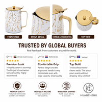 Pichet à Latte Art HC en Acier Inoxydable 600-2000ml, Bec Turc avec Couvercle et Poignée Dorée, OEM 5 pièces pour Cafés et Vente au Détail