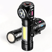 Lampe de travail LED rechargeable mini avec double source lumineuse, base magnétique, lumière d'avertissement rouge COB, clip stylo, utilisation camping, étanche IPX4