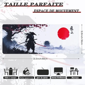 แผ่นรองเมาส์เกมมิ่งลายอนิเมะญี่ปุ่นแบบมีความร้อน ขนาด XXL 900x400 มม. แผ่นรองโต๊ะขนาดใหญ่ เย็บขอบ กันน้ำ กันลื่น สำหรับพีซีและแมคบุ๊ก - Product Image 2