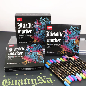 Pennarelli Artistici GuangNa, Set da 12/24/36 Colori, Doppia Punta Metallica Cancellabile, Punta Tonda e a Pennello 2mm per Fai da Te e Artigianato - Product Image 1