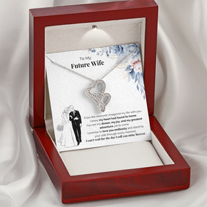 Venta al por mayor: Cadena de bambú con doble corazón entrelazado de cobre de moda '<span class=keywords><strong>Mi</strong></span> Futura Esposa', chapada en platino, regalo de compromiso, bajo MOQ, OEM, ODM - Product Image 6