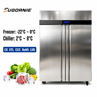 Réfrigérateur commercial personnalisé en acier inoxydable 304, 860L, vertical, 2 portes, refroidissement par air, sans givre, pour cuisine de restaurant