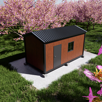 Casa Contenedor de Diseño Industrial Transpirable con Textura de Madera Premium, Estructura de Techo Inclinado para Turismo Ecológico, Oficina o Villa