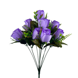 Fait à la main nouvelle soie Rose bourgeon fleur Bush X10 têtes Table centre de table pour noël saint valentin fête des mères décorations florales - Product Image 3