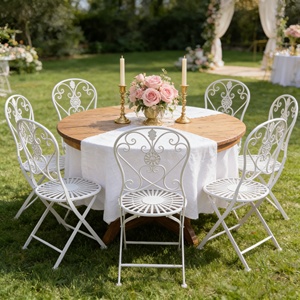 Chaises de patio en fer sculpté de style rétro européen, chaises pliantes de style campagnard pour les fournitures de mariage en plein air - Product Image 1
