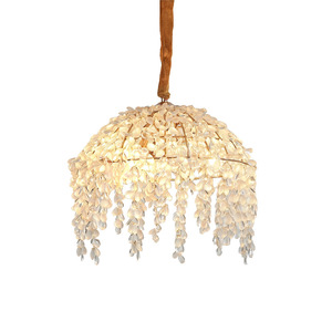 Lustre en cristal de style pastoral français pour chambre, salle à manger, bureau, villa, petite lampe de chevet, design pétale, <span class=keywords><strong>suspension</strong></span> LED - Product Image 5