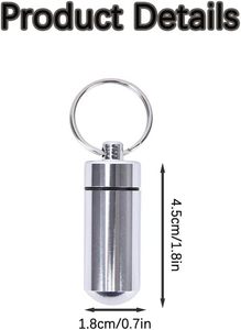 Outdoor Waterproof Aluminum Pill <b>Box</b> <b>Mini</b> Small Medicine Bottle Holder with Keychain Durable and Portable - Product Image 2