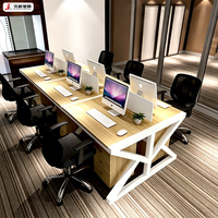 JIUSHUN Mobilier de bureau personnalisable, poste de travail moderne en panneaux de bois, bureau pour personnel d'entreprise pour 4, 6 ou 8 personnes