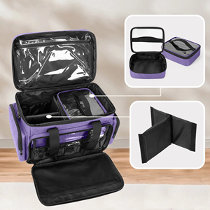 Grande trousse de maquillage avec séparateurs amovibles, trousse de maquillage de voyage pour ranger les cosmétiques et les accessoires capillaires - Product Image 3
