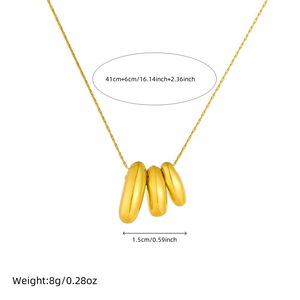 Geometric Pendant Necklace Gold Plated Stainless Steel Clavicle Chain For Women - Product Image 3