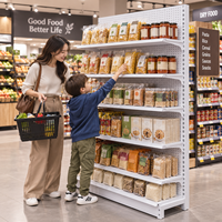 Étagère murale métallique robuste à panneau perforé simple face pour supermarché, gondole, présentoir de magasin d'alimentation, unité de présentation ajustable pour la vente au détail