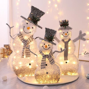 Decoraciones Navideñas de Muñeco de Nieve Luminoso Flocado, 80cm, 90cm, 120cm, Adornos Plegables con Luz para Exhibición Festiva - Product Image 1