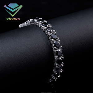 925 sterling <b>Silver</b> Moissanite Tennis <b>Bracelet</b> Round Brilliant Cut claw Setting gold Plated black white chain Luxury Jewelry - Product Image 4
