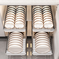 Égouttoir à vaisselle coulissant double niveau en acier inoxydable sans perçage pour armoire de cuisine, type sur pied, écologique