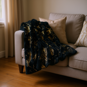 <b>Luxury</b> Gilded Black Chinchilla Faux Fur Throw <b>Blanket</b> 60 X 80 Rectangular All Season Spot Clean - Product Image 2
