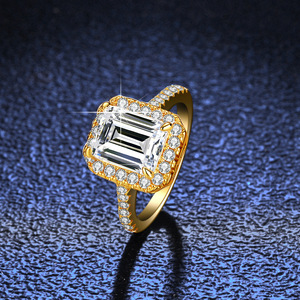 Классический Дизайн 18K позолоченный Изумрудный Муассанит четыре инкрустированные Кольца Муассанит для женщин Свадебные украшения 3ct - Product Image 6