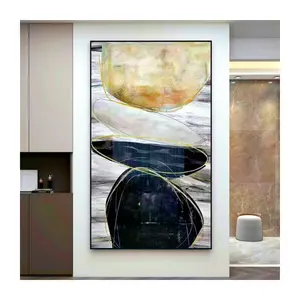 Luxe Moderne Abstrait pierre noir blanc acrylique cristal porcelaine peintures art mural pour salon salle à manger décoration de la maison