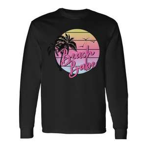Camiseta de Manga Larga Beach Babe, Estilo Vintage, Ambiente Veraniego, Estilo Vacacional - Product Image 1