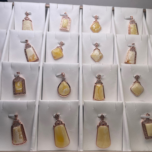 Vendita diretta in fabbrica gioielli in ambra naturale russo bianco opaco pelle di tigre ciondolo Boutique 5-10g pulito intarsio in argento 925 - Product Image 2