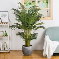 4ft 5ft 6ft Faux Palmier en Pot Noir Planté Kwai Plante Décor À La Maison Moderne Artificielle Or Canne Soie Palmier