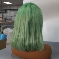 Perruques Courtes Bob Droites Brésiliennes Vert Sauge en Cheveux Humains avec Dentelle Transparente pour Usage Quotidien – Meilleures Ventes