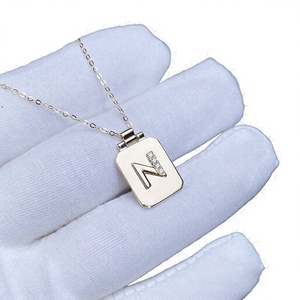 Collar con Colgante <span class=keywords><strong>de</strong></span> Letra N Cuadrada, Diamante Cultivado en Laboratorio HPHT, <span class=keywords><strong>Cadena</strong></span> <span class=keywords><strong>de</strong></span> <span class=keywords><strong>Oro</strong></span> <span class=keywords><strong>de</strong></span> 18K, Joyería para Mujer - Product Image 1