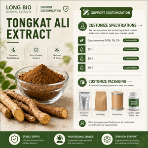 ผงสกัดรากตองกัตอาลี LongBio <span class=keywords><strong>Eurycoma</strong></span> <span class=keywords><strong>Longifolia</strong></span> 1% Eurycomanone เกรดอาหาร 100:1 ผลิตภัณฑ์ OEM แบบขายส่ง รับผลิตฉลากสินค้าส่วนตัว - Product Image 4