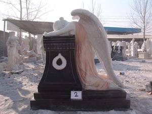 Надгробие из белого мрамора ручной работы с изображением ангела — индивидуальный надгробный надпис и портрет - Product Image 6