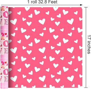 Pink Valentine's Day gift wrapping <b>paper</b> with aluminized love fairy <b>pattern</b> double sided printing customizable - Product Image 2