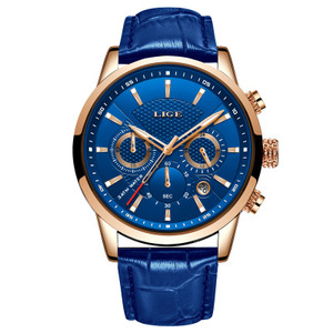 Haute qualité hommes <span class=keywords><strong>montre</strong></span> Top marque <span class=keywords><strong>LIGE</strong></span> 9866 Quartz homme montres Offre Spéciale cuir étanche Date montres - Product Image 6