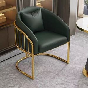 Luxury PU Salon Guest <b>Chair</b> Gold Vertical Bar Armrest Curved Sled Base With <b>Throw</b> Pillow For Nail Beauty Salon Spa - Product Image 6