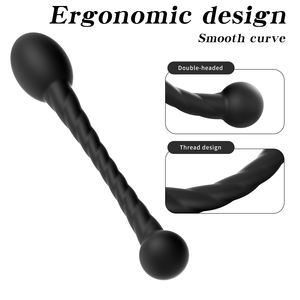 Morbido Silicone anale perline palline palmare Plug anale, doppia testa stimolazione Anus Sex Toy massaggio prostatico femminile Vagina masturbatore - Product Image 5