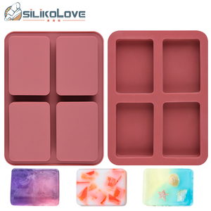 MUYULINS Factory 4-Cavity Rectangular Shape Maker LFGB Platinum Non-Stick BPA-Free <b>Silicone</b> Soap Mold - Product Image 3