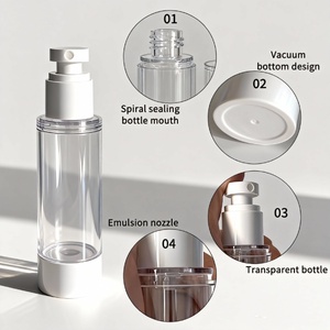 Emballage de soins de la peau en plastique rechargeable haut de gamme 120 ml 100 ml 50 ml 15 ml 5 ml Bouteille à pompe à crème sans air - Product Image 5