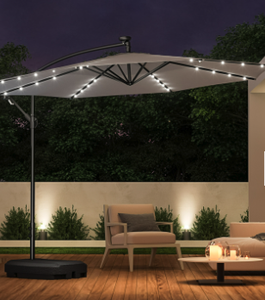 Parasol moderne inclinable, réglable, pliable, grand modèle 3m, couleur et taille personnalisées, éclairage solaire extérieur pour patio - Product Image 5