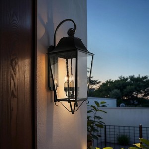Energy-efficient, bright outdoor decorative wall <b>light</b>/garden <b>light</b> – Brass <b>LED</b> wall fixture - Product Image 2