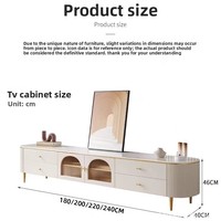 Meuble TV français de luxe léger, style ardoise crème, pour salon, chambre, petit appartement, design moderne et simple, 65 pouces et plus