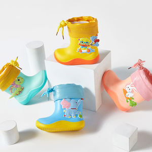 Bottes <span class=keywords><strong>de</strong></span> <span class=keywords><strong>pluie</strong></span> avec doublure en peluche <span class=keywords><strong>Dessin</strong></span> animé Confortable Léger Cordon <span class=keywords><strong>de</strong></span> tirage Unisexe Imperméable Mi-mollet Bottes <span class=keywords><strong>de</strong></span> <span class=keywords><strong>pluie</strong></span> pour enfants pour enfants - Product Image 2