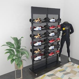 Metal özelleştirilmiş siyah toz boya çift taraflı ayakkabı rafı vitrin rafı ayakkabı raflı - Product Image 3