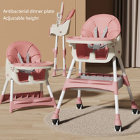 Chaise haute multifonctionnelle pour bébé, réglable en hauteur, pliable, 360° °   Roues et plateau double antibactérien détachable
