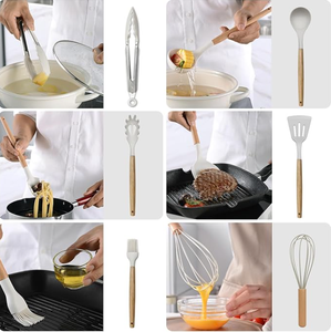 ชุดเครื่องใช้ในครัวทำจากซิลิโคน<span class=keywords><strong>2026</strong></span>มีด้ามจับไม้อุปกรณ์ทำอาหารแบบไม่ติดทนความร้อนสำหรับครัวเรือนการทำอาหารและการอบ - Product Image 3