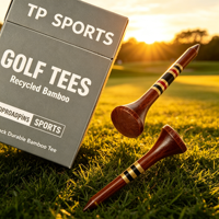Simulateur de golf d'intérieur en bambou avec plateau de swing mobile et système de tee automatique. Support pour tee de golf avec logo personnalisé