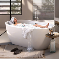 Baignoire autoportante rectangulaire en acrylique blanc durable avec chauffage à température constante, baignoire moderne pour appartement