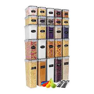Lot de 25 bocaux scellés de stockage en plastique sans BPA avec couvercles, garde-manger de cuisine, pour organiser les bocaux à grains entiers - Product Image 1