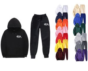 גברים מזדמנים 220g מכנסי קפוצ 'ון סט בד צמר טהור עם עיצוב העברת לוגו מותאם אישית הדפסה צבעונית - Product Image 1