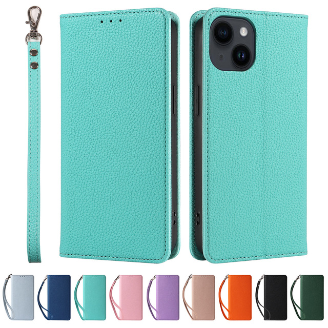 Custom Luxury PU Leather Wallet Mobile Cover Card Holder Flip Phone Case for iPhone 15 14 13 12 11 Pro Max