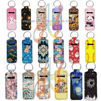 SMETA Sedex 4P Usine Sublimation Mignon Chat Néoprène Porte-Clés Chapstick Porte-Clés Porte-Lèvres Baume Porte-Clés