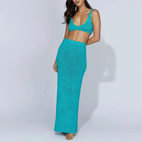 Ensemble 2 pièces personnalisé pull en tricot sans manches pour femmes fabricant de robe moulante en tricot avec crochet sur mesure robes pour femmes