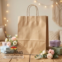 Sacs cadeaux en papier brun avec poignées, en gros, pour les courses, les anniversaires, les mariages, les fêtes, écologiques, durables, réutilisables, sacs en papier kraft
